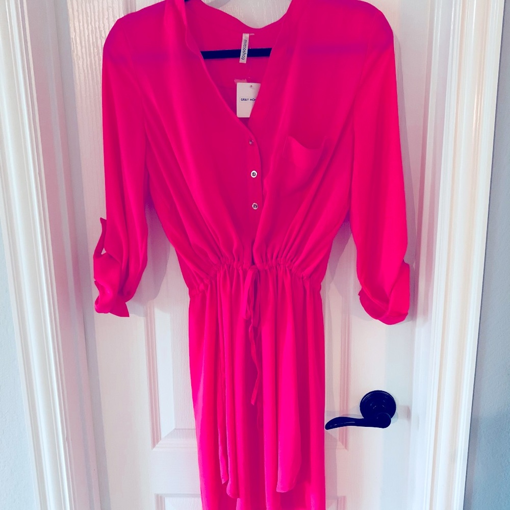 Bright Pink Gray Monroe Dress